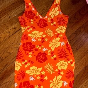 Floral hibiscus summer bodycon mini dress